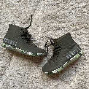 NoBull olive green high top trainers floral 7